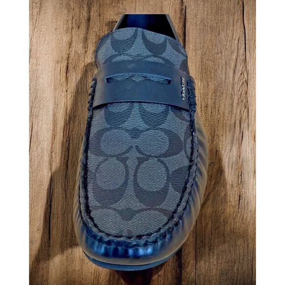 Coach Black Leather Mott Driving Loafers Charcoal Mens Size 7 Fast Shipping - Picture 7 of 11